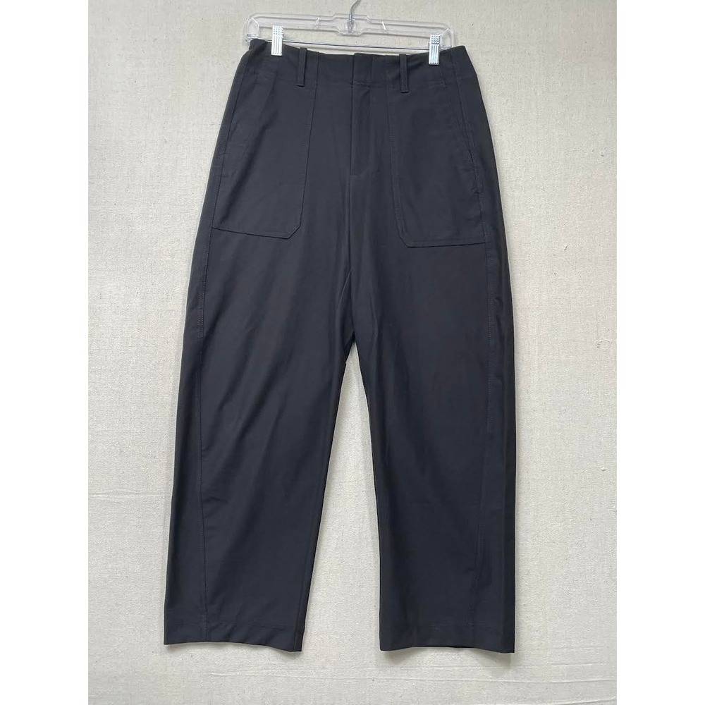 Athleta Size 8 Black Utility Wide Leg pants stretch straight Trouser Travel work